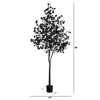 8ft. Pre-Lit Artificial Halloween Black Eucalyptus Tree with 540 Orange & Purple LED Lights