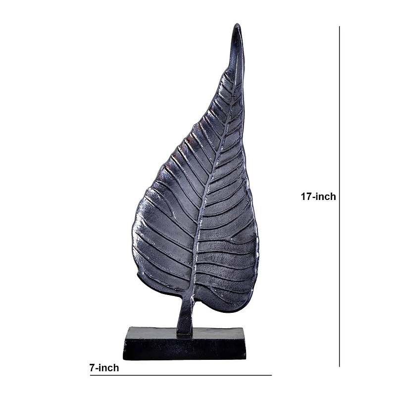 17" Aluminum Bodhi Leaf Sculpture Decorative Accent