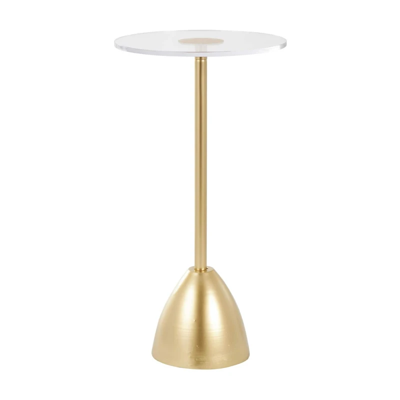 25.5" Gold Metal Pedestal Accent Table
