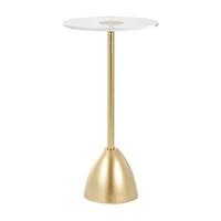 25.5" Gold Metal Pedestal Accent Table