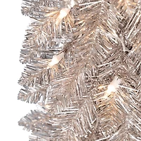 4ft. Pre-Lit Rose Gold Artificial Alpine Pencil Christmas Tree, Clear Lights