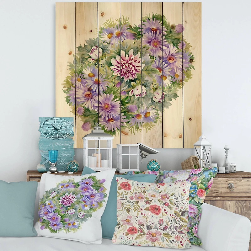 Designart - Bouquet With Purple Chrysanthemums and Daisies