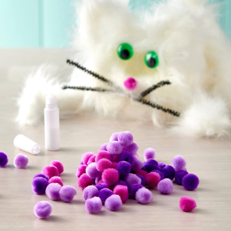24 Packs: 100 ct. (2,400 total) 1/2" Mixed Purple Pom Poms By Creatology™