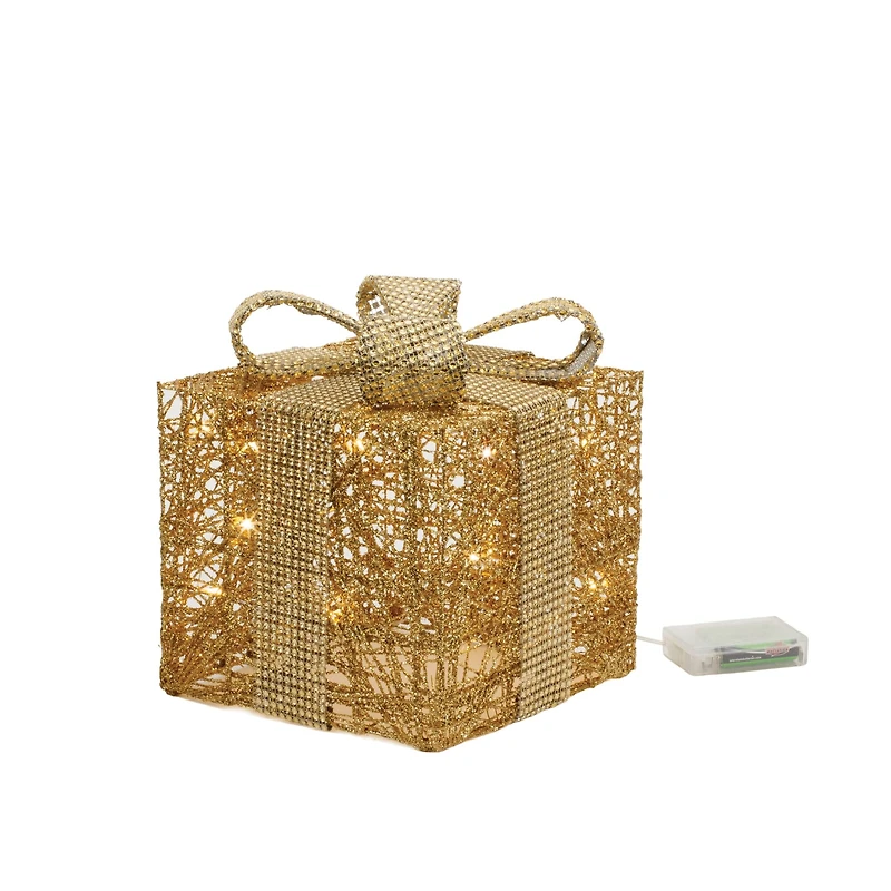 Gold LED Wrapped Presents Display Set