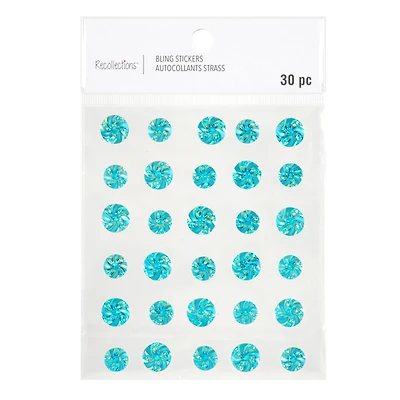 12 Packs: 30 ct. (360 total) Aqua Iridescent Pinwheel Bling Stickers by Recollections™