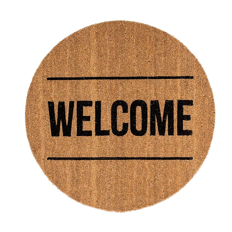 Hello Honey® Welcome Round Natural Coir Doormat