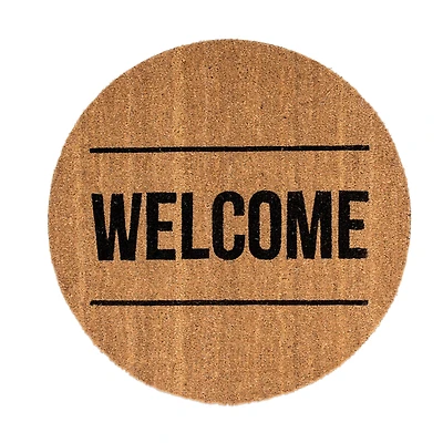 Hello Honey® Welcome Round Natural Coir Doormat