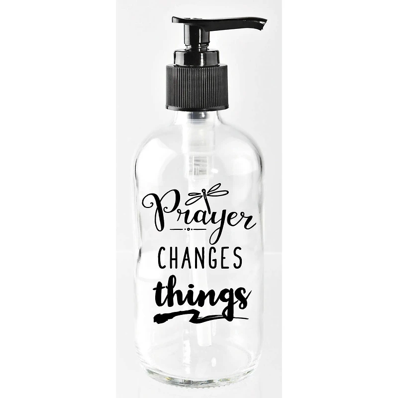 8oz. Prayer Changes Things Glass Soap Dispenser