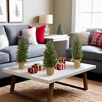 3 Pack 15" Unlit Mini Cypress & Pine Artificial Christmas Trees with Burlap Base