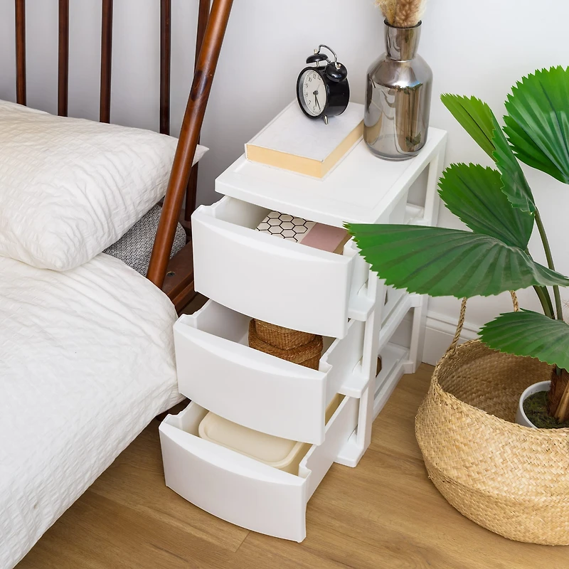 IRIS® 24.5" White 3-Drawer Narrow Plastic Storage Chests, 2ct.