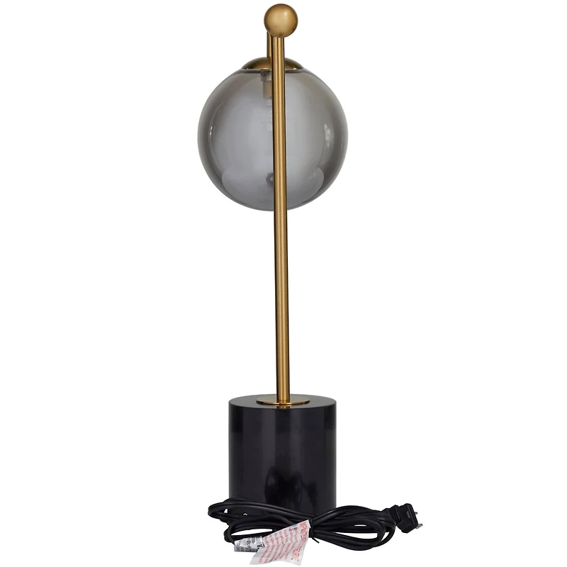 Silver Metal Orb Desk Lamp with Marble Base 6" x 15" x 19"