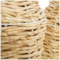 Brown Seagrass Woven Vase with Speckled Black and White Bases Set