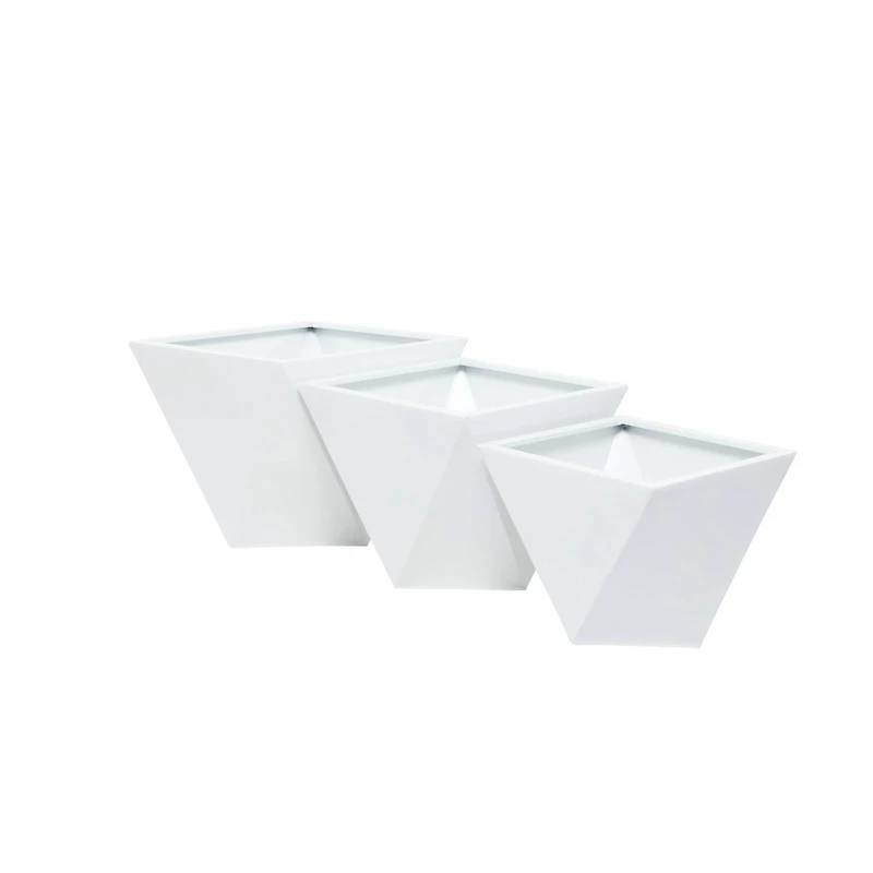 White Modern Planter, Set of 3" 18", 16", 15"