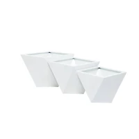 White Modern Planter, Set of 3" 18", 16", 15"