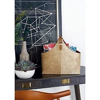 17" Brown Leather Modern Magazine Rack Holder
