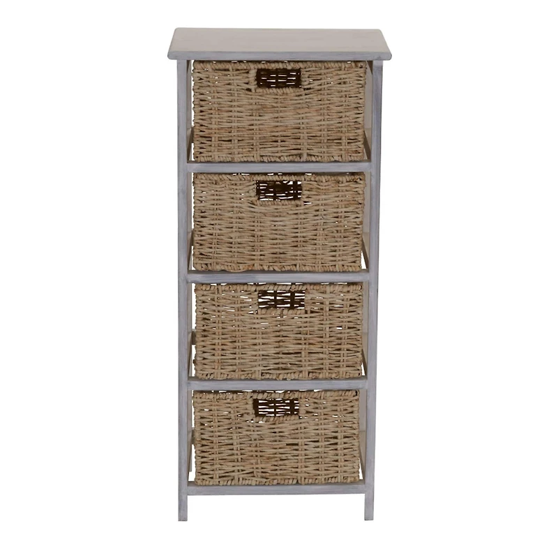 Household Essentials 4-Drawer Dresser with Natural Wicker Baskets