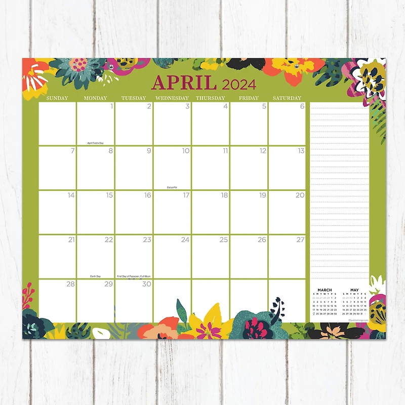 TF Publishing 2024 Floral Medium Desk Pad Monthly Blotter Calendar