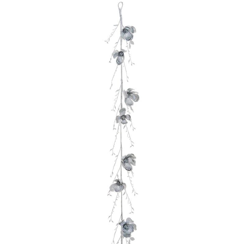 6ft. Metallic Silver Magnolia Garland