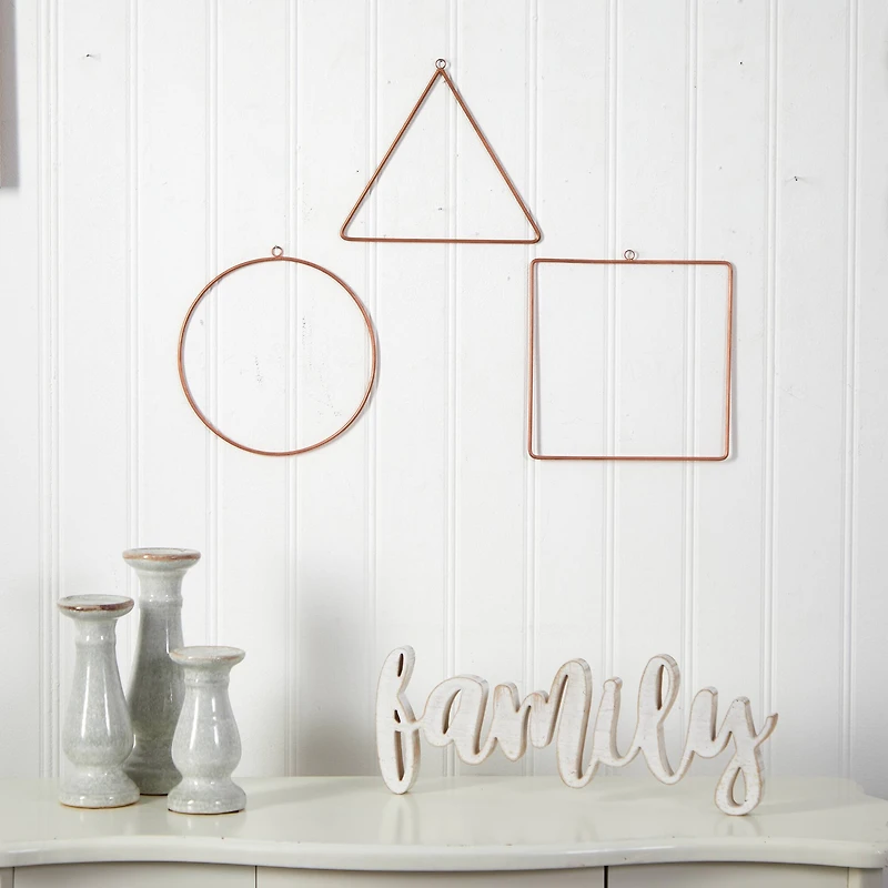 10" Metal Geometric Circlet Wall Art Décor (Set of 3)