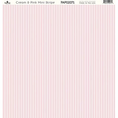 Paper Café Cream & Pink Mini Stripe 12" x 12" Cardstock, 15 Sheets