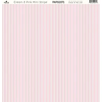 Paper Café Cream & Pink Mini Stripe 12" x 12" Cardstock, 15 Sheets