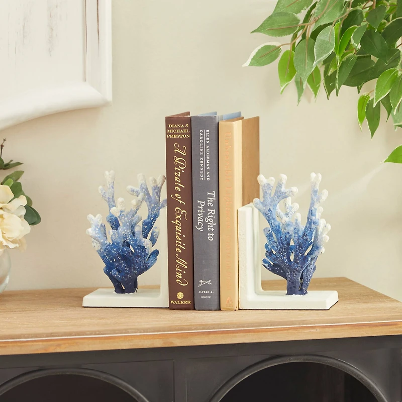7" Coral Metal Bookend Set