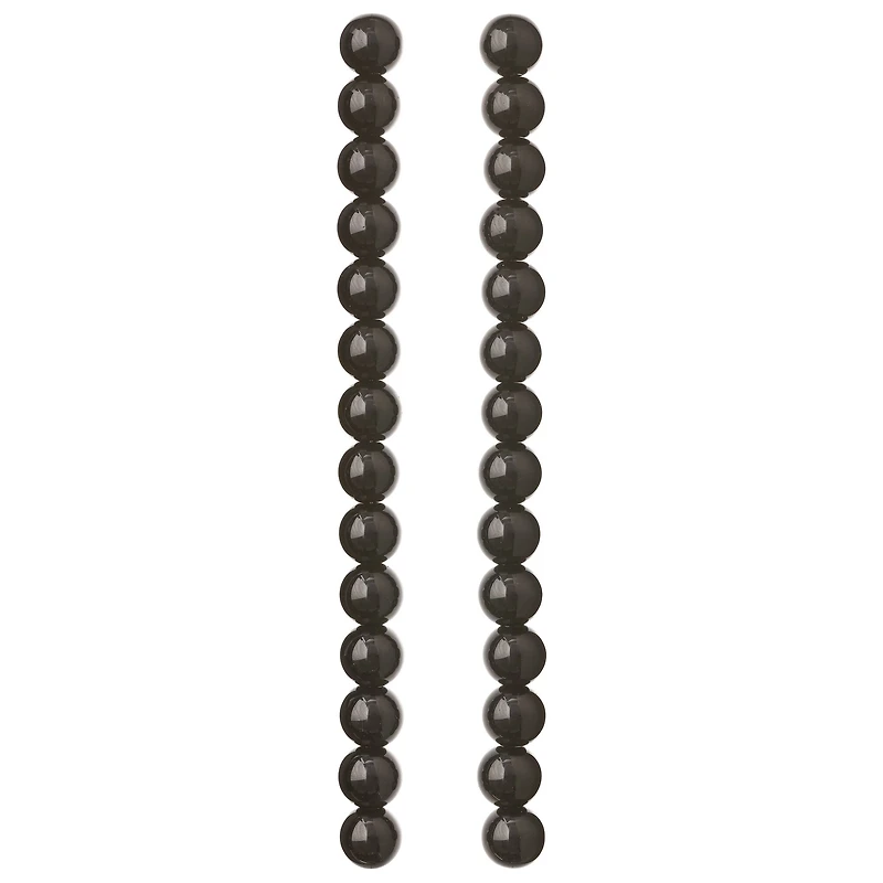 Black Glass Round Beads, 10mm by Bead Landing™
