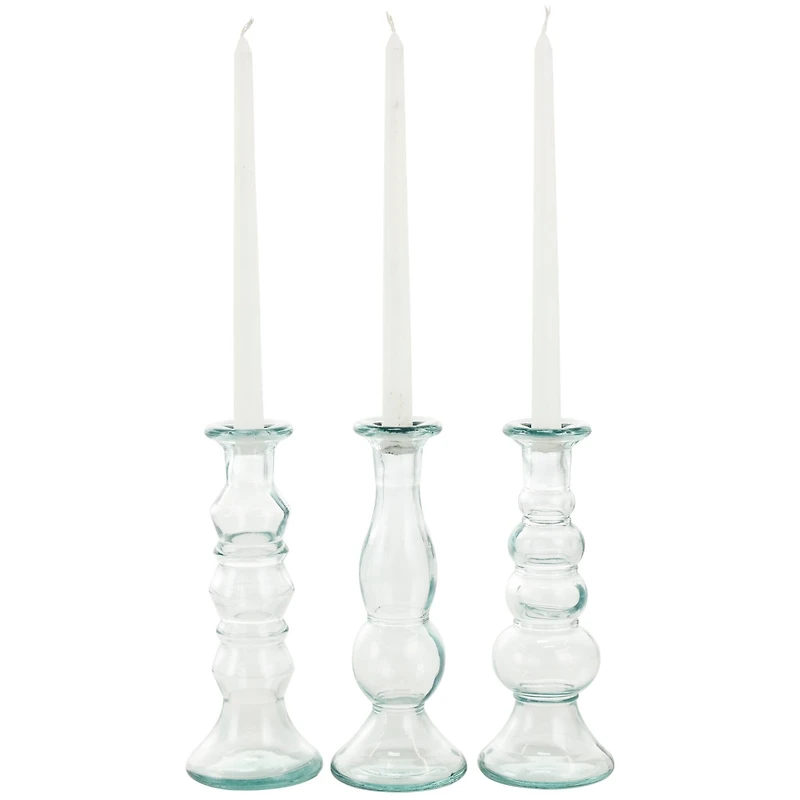 Clear Recycled Glass Candle Holder Set
