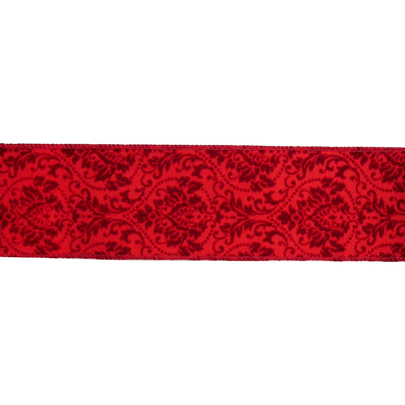 2.5" x 20ft. Burgundy Damask Wired Ribbon by Celebrate It®