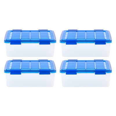 Iris® 6.5gal. Clear Plastic Storage Boxes With Blue Lid, 4 Pack
