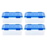 Iris® 6.5gal. Clear Plastic Storage Boxes With Blue Lid, 4 Pack