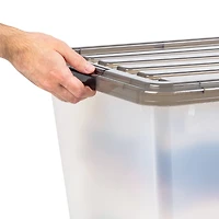 Iris® 91qt. Clear View Plastic Storage Bins with Gray Latching Buckle Lids, 4ct.
