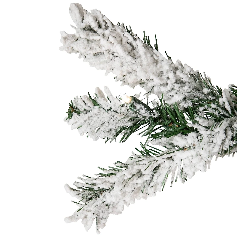 6.5ft. Pre-Lit Medium Flocked Pine Artificial Christmas Tree, Warm White LED Lights