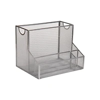 Mind Reader Network Collection Silver Metal Mesh 4-Compartment Desktop Organizer