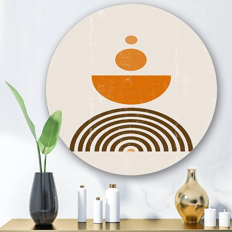 Designart - Abstract Rainbow Sun and Moon In Earth Tones V