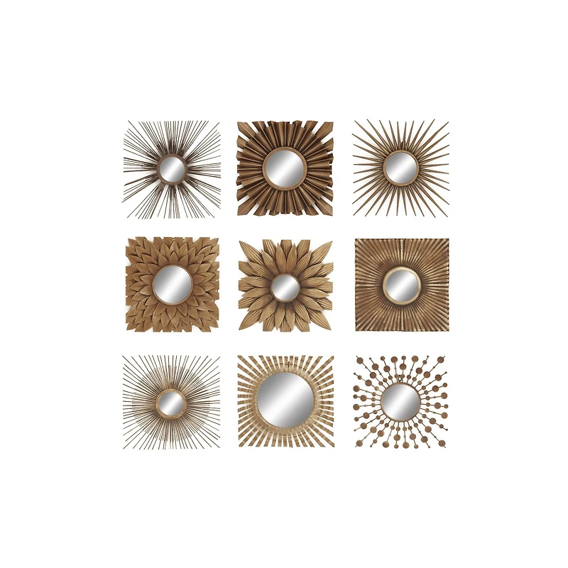 Gold Metal Rustic Wall Mirror Set