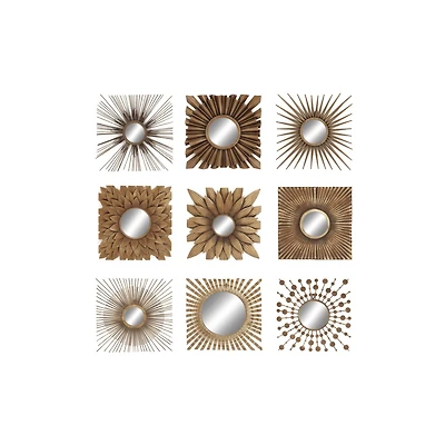 Gold Metal Rustic Wall Mirror Set