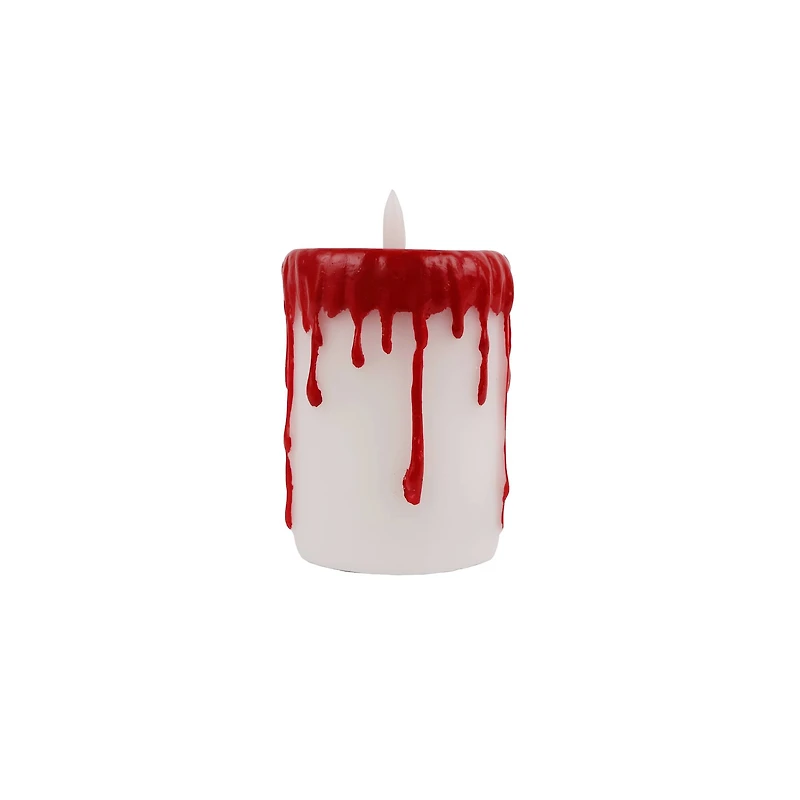 3" x 4" Red Dripping LED Wax Pillar Candle by Ashland®