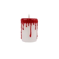 3" x 4" Red Dripping LED Wax Pillar Candle by Ashland®