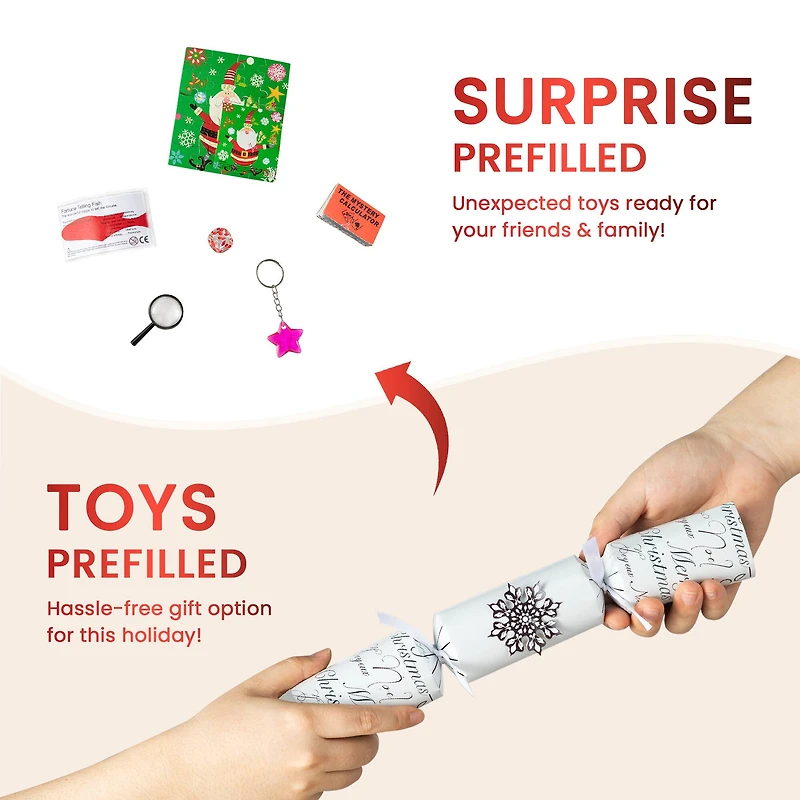 Glitzhome® 12" Christmas Snowflake Party Cracker with Gift Contents, 6ct.