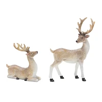 Mini Glittered Holiday Deer Figurines Set
