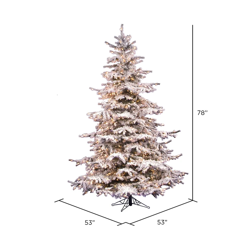 6.5ft. Pre-Lit Flocked Sierra Fir Artificial Christmas Tree, Clear Lights