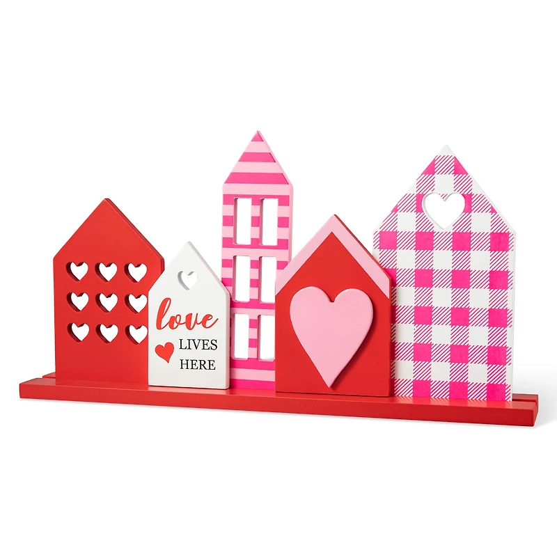 Glitzhome® 16" Valentine's House Wooden Table Decor