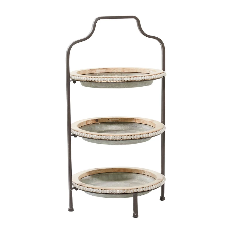 Gray Metal Farmhouse Tiered Server, 29" x 16" x 15"