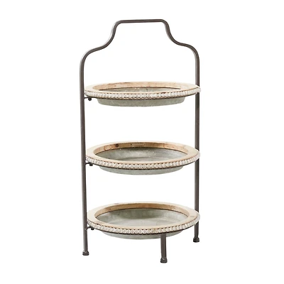 Gray Metal Farmhouse Tiered Server, 29" x 16" x 15"