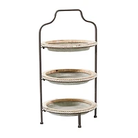 Gray Metal Farmhouse Tiered Server, 29" x 16" x 15"