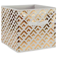 DII® 11" Nonwoven Polyester White & Gold Double Diamond Storage Cube, 2ct.