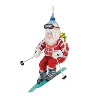 4.75" Glass Ski Santa Ornaments, 6ct.