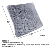 Hastings Home Gray Faux Fur Shag Pillows, 2ct.