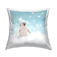 Stupell Industries Winter Snow Scene Penguin Throw Pillow